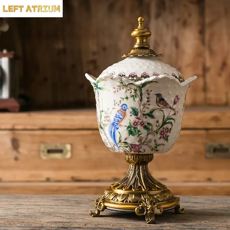 Ceramic Jewelry Box Storage Jar with Lid Vase Ceramic Ornaments Dressing Table Storage Accessory Box Home Furnishing Decoration