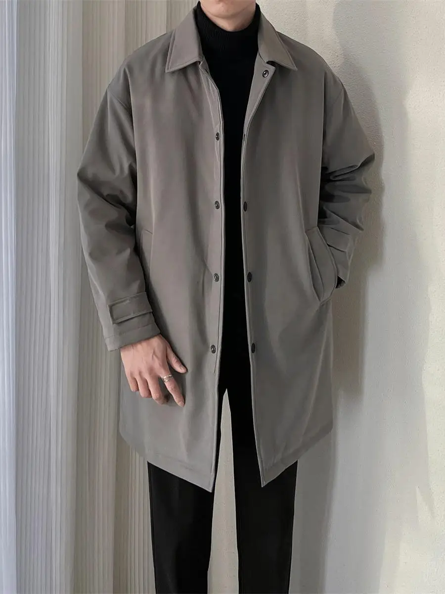 

Корейская модная повседневная мужская ветровка свободного кроя средней длины, ветрозащитная, теплая, стильная и привлекательная