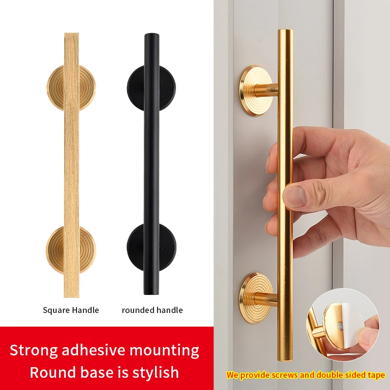 Glue-on pulls, no drilling required Kitchen sliding door window wood door handle glass sliding bathroom door cabinetdrawerhandle