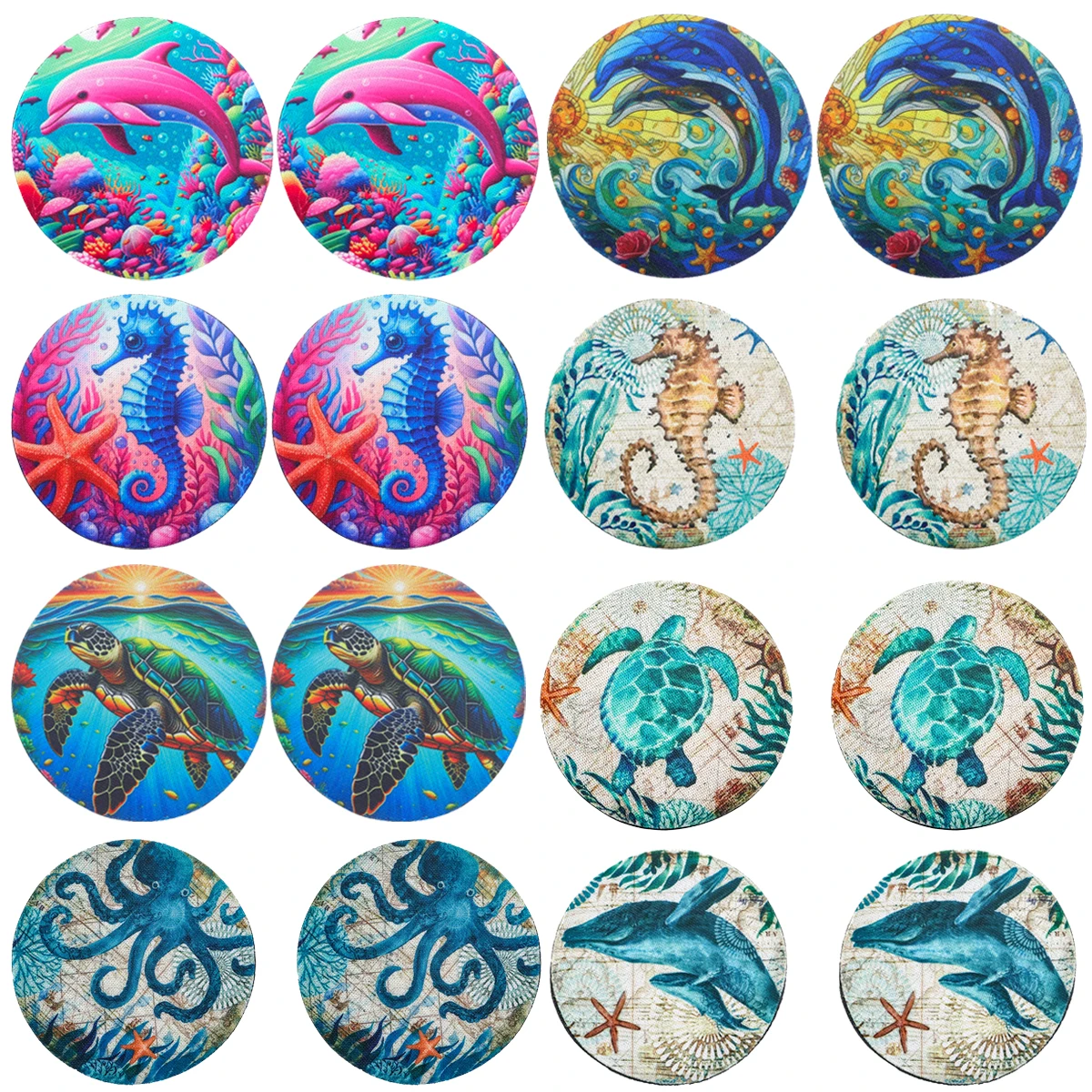 

2pcs Dolphin Sea Turtle Car Coaster Infauna Water Cup Groove Pad Anti-Slip Durable Universal Coasters Car Accessories