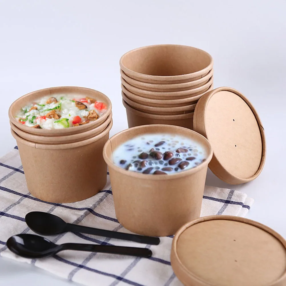 

40Pcs Round Kraft Lid Soup Container Lids Stylish Safe for Daily Use Food Containers Cup Lids Kitchen Utensil Lid