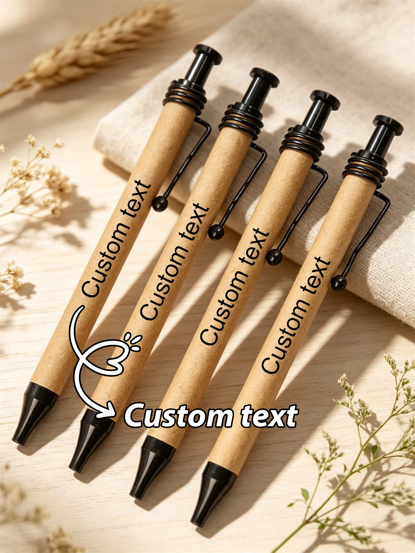 Custom Engraved Pen Eco-Friendly Kraft Paper Pen Sustainable Stationery Teacher Appreciation Gift Student Graduation Present Bul