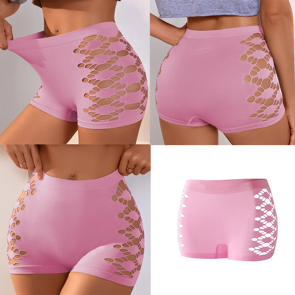 3 قطعة سراويل النساء سلس لينة الجانب جوفاء التدريجي الملاكم سلامة مريحة السراويل الإناث منتصف الخصر Boyshorts الملابس الداخلية الملابس الداخلية