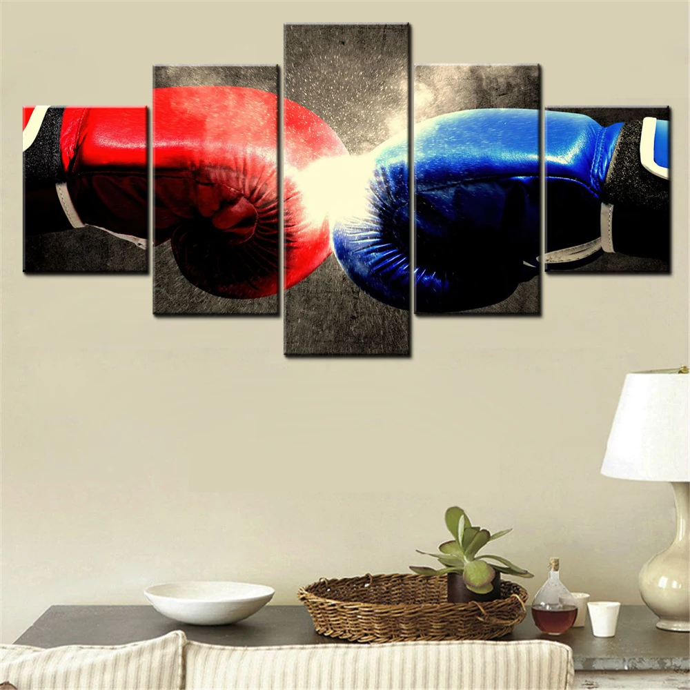 

5 Pieces Canvas Wall Arts Poster Painting Sports Boxing Punch Wallpaper Home Decor Picture Printing For Living Room Mural Arts