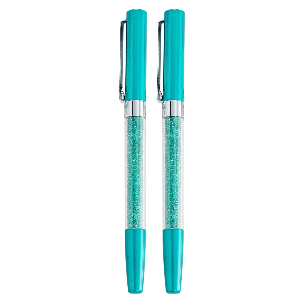 

2 pcs Pen Metal Body Smooth Writing Office Stationery Gift Pen Business Writing Tool With Clip Turquoise