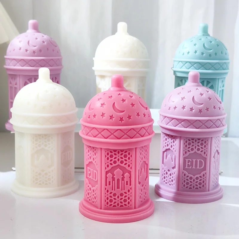 

New Star Moon Relief Dome Cylindrical Candle Silicone Mold DIY Ramadan Lamp Geometric Candle Plaster Wax Mould Decor Eid Mubarak