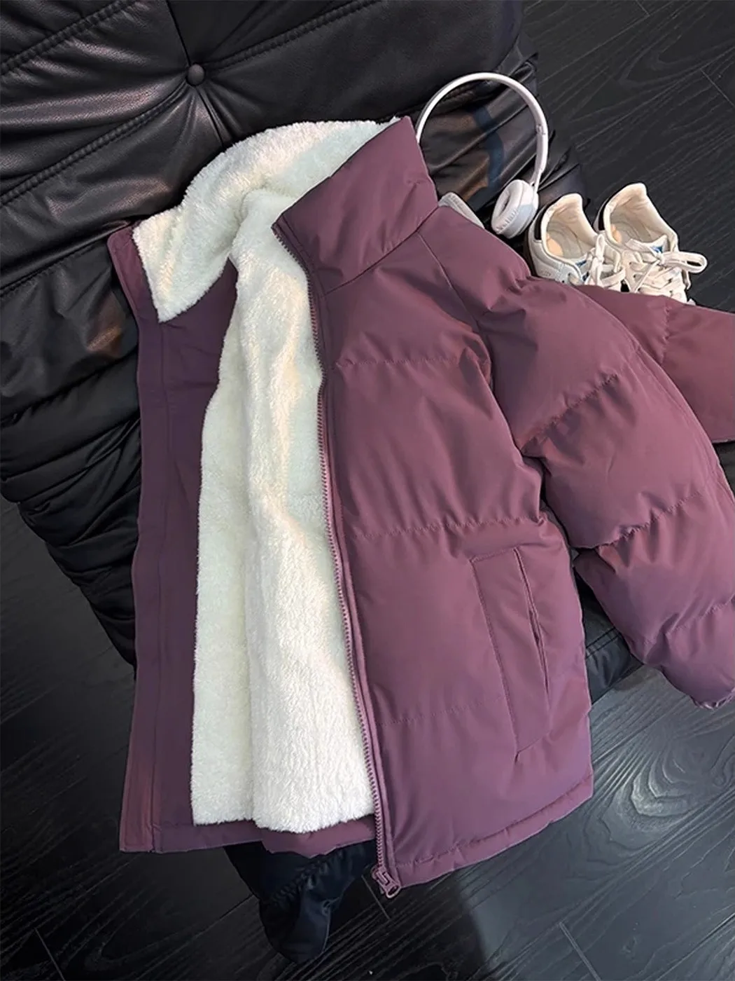 

Thiened Lamb бархатная зимняя куртка для мужчин и женщин, теплая верхняя одежда, пальто для хлеба, пальто из полиэфирного волокна, повседневная одежда для отдыха