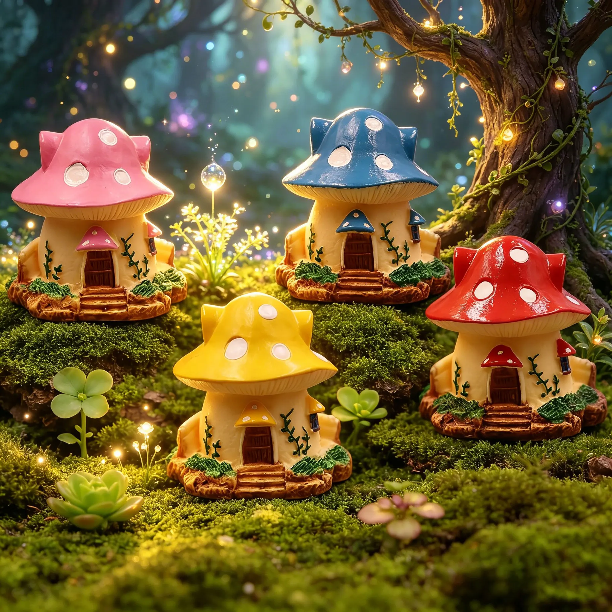 Fairy Tale Mushroom House Resin Mini Ornament Micro Garden Bonsai Landscape Decor Accessories