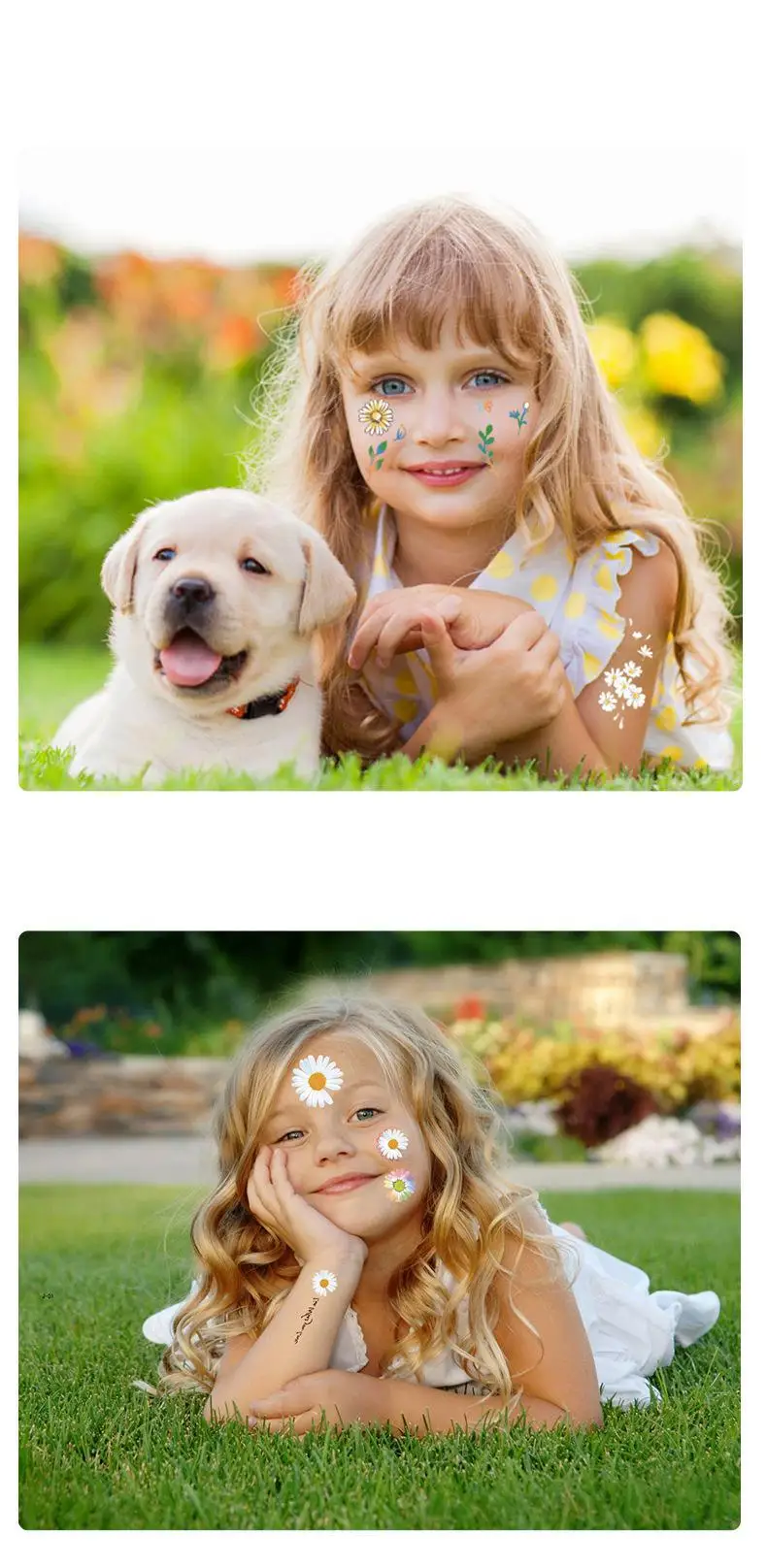 10 шт., маленькая татуировка с изображением ромашки, маленькая татуировка с цветком, маленькая свежая временная детская татуировка на шею, запястье, руку, наклейки, детские игрушки