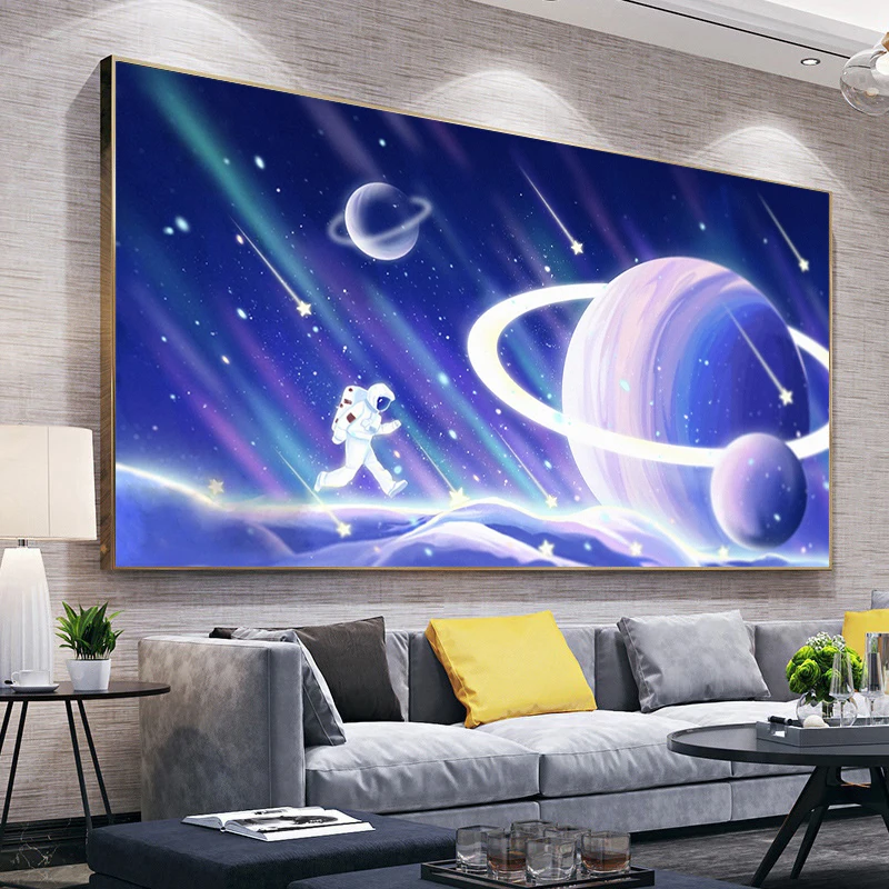 DIY Diamond Art Painting Kit Astronaut Walks The Galaxy Diamond Embroidery, Wall Painting, Cross Stitch, Living Room, Home Decor