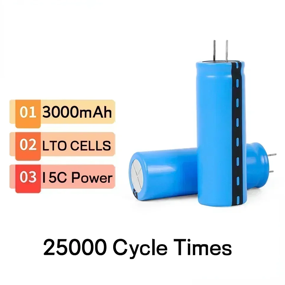 Exceptional New 2.4V 3000mAh LTO 23680 Rechg Li - Titanate Batt - Reliable Power in Low - Temp, 15C, 25000 Cycles