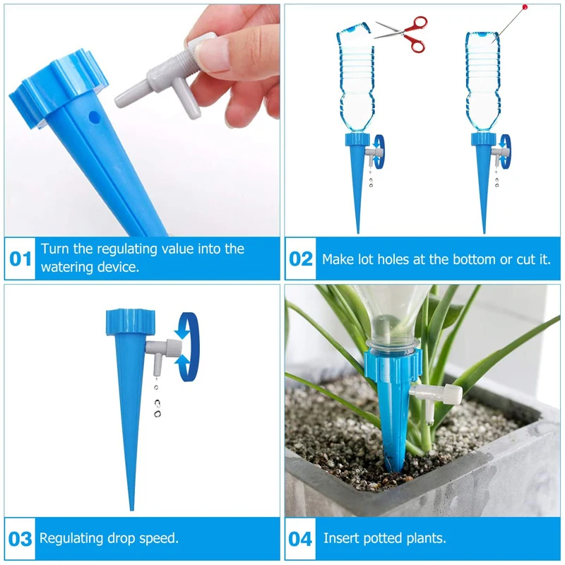 Kits de puntas de autorriego para plantas de interior y exterior, dispositivo de riego automático por goteo para jardín, 3/6/12 piezas