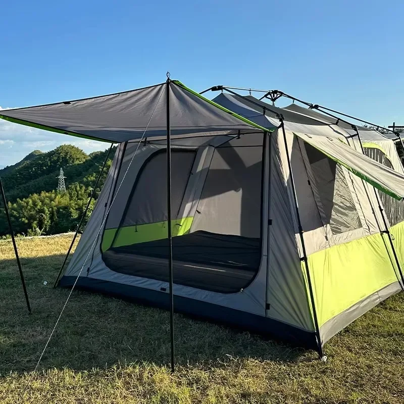 Family Rainproof Sunproof Canopy Tent Thickened Oxford One Bedroom 5-8 People Camping Picnic Two Rooms Two Halls Outdoor Outings