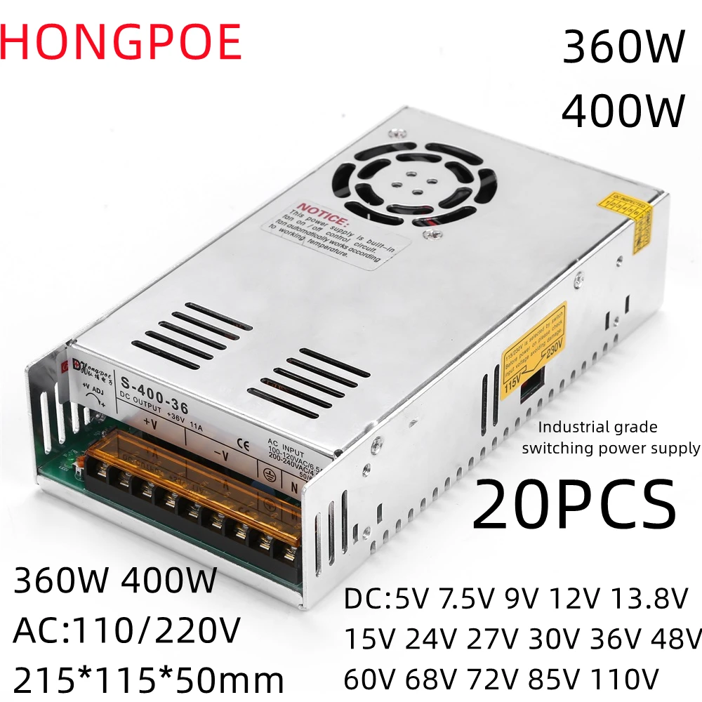 Wholesale 360W 400W 500W 600W AC to DC 5V 7.5V 9V 12V 13.5V 15V 24V 27V 30V 36V 48V 60V 68V 72V 85V 90V 110V Power Supply