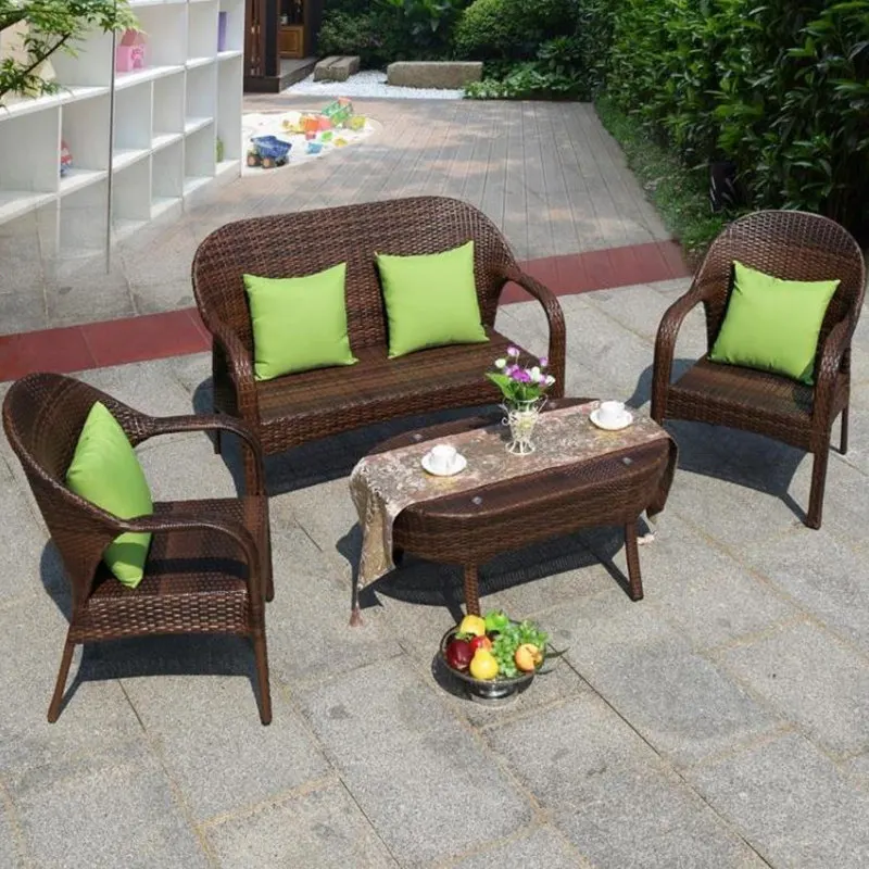 Outdoor sofa rattan chair balcony table and chair hotel rattan coffee table combination five-piece co