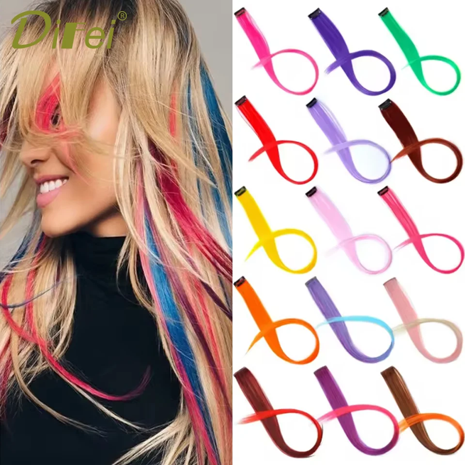 

DIFEI Synthetic BB Clip-in Hair Extensions Wig Highlight Color Hair Extensions Suitable for Novice Girls to Wear for Halloween