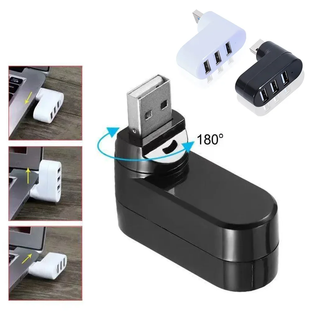 USB 2.0 Hub Multi USB Splitter Hub Rotatable 3 Port Multiple Expander Splitter High Speed Data Transfer Mini USB 2.0 Hub