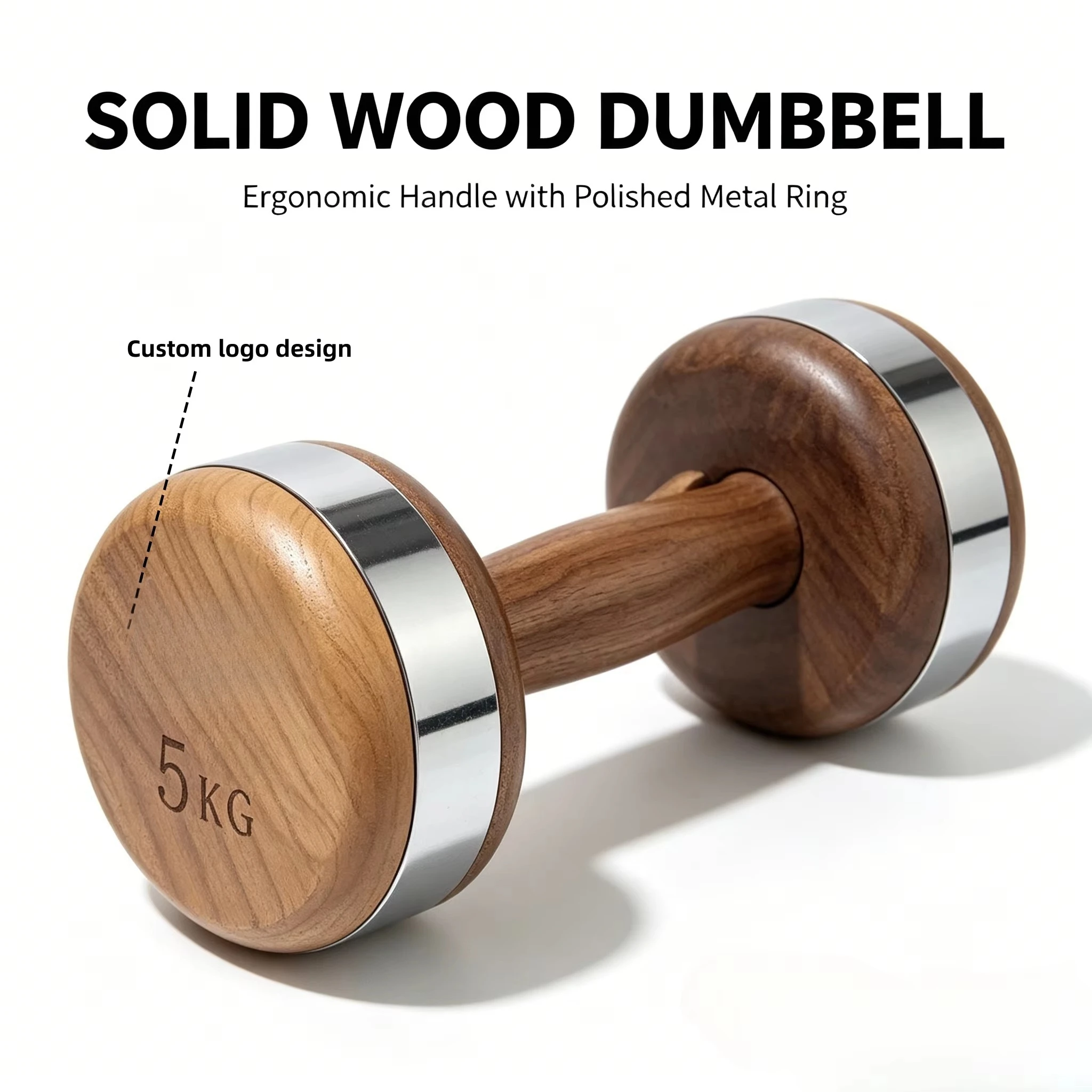 China Hebei wholesale solid wood dumbbell set storage rack polished steel ring weight dumbbell home luxury gym comprehensive set