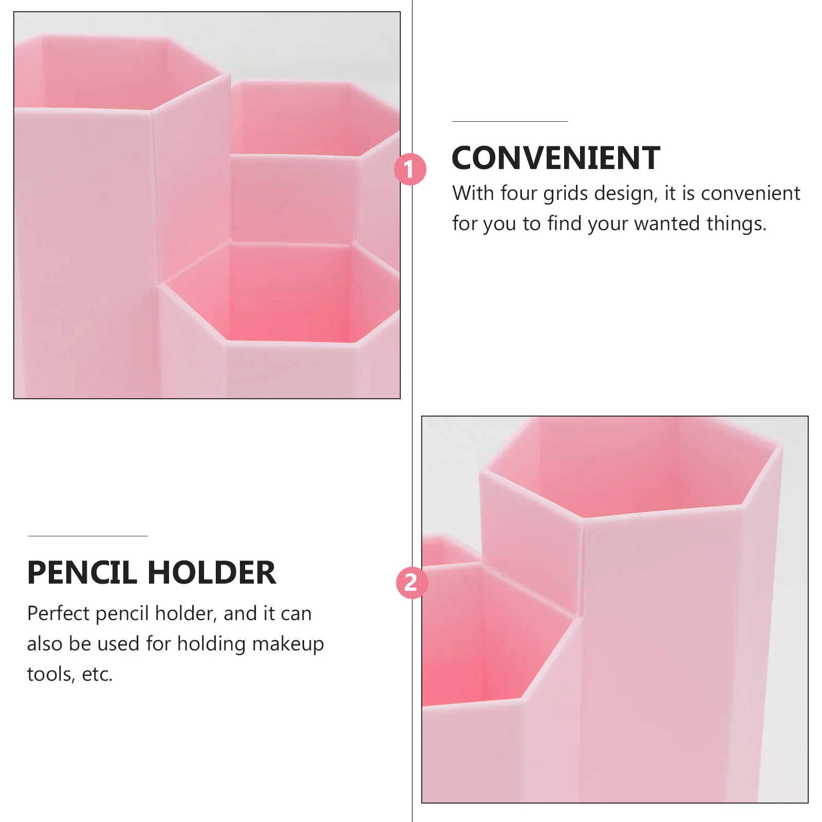 1pc Hexagonal Pen Desktop Organizer Pink Storage Container Pencil Pot Stationery Makeup Storage Container Tools Student Gift