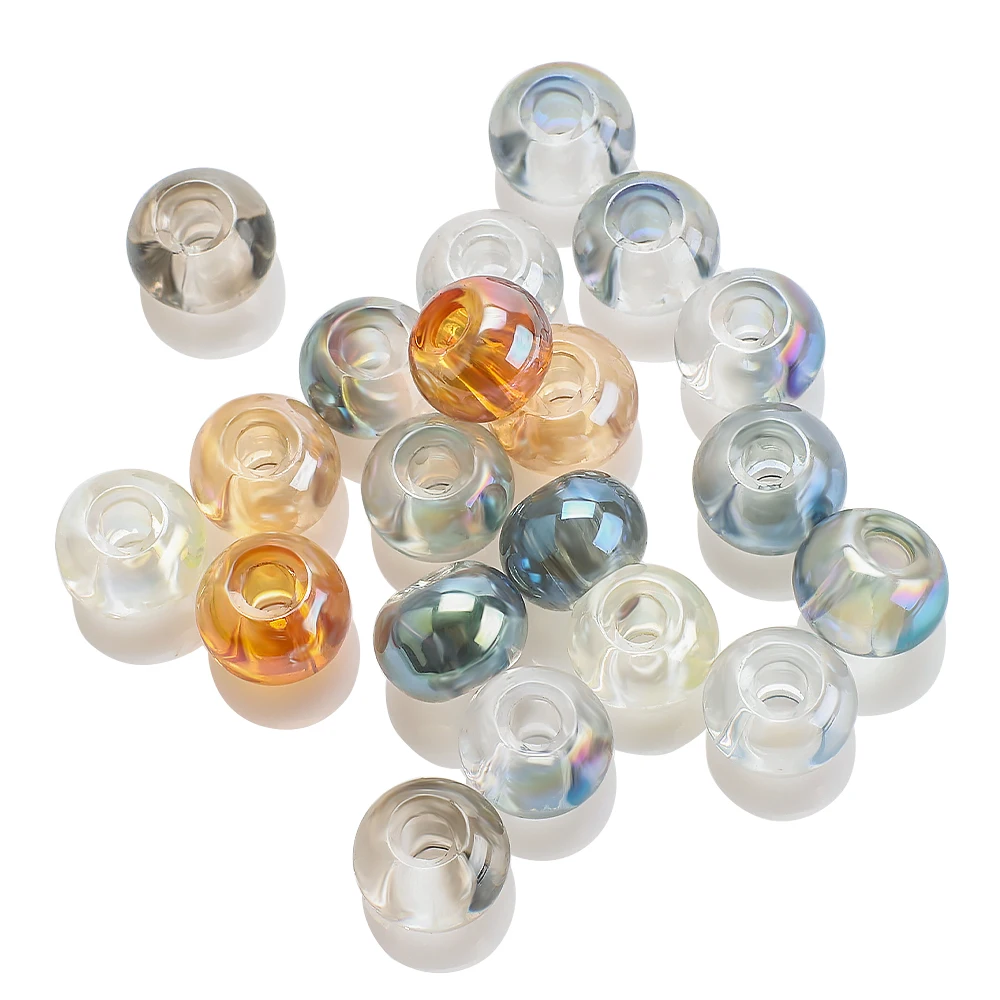 20 Pcs 10X14MM Plating Crystal Glass Beads Big Hole Spacer Round Spacer Crafts Jewelry Material Making Bracelets Accessories