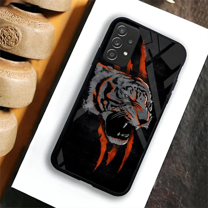 Mighty Tiger Phone Case For Samsung S23 S22 S20 Fe S21 Plus Ultra S10 E Pro S30 S8 S9 5G Glass Cover