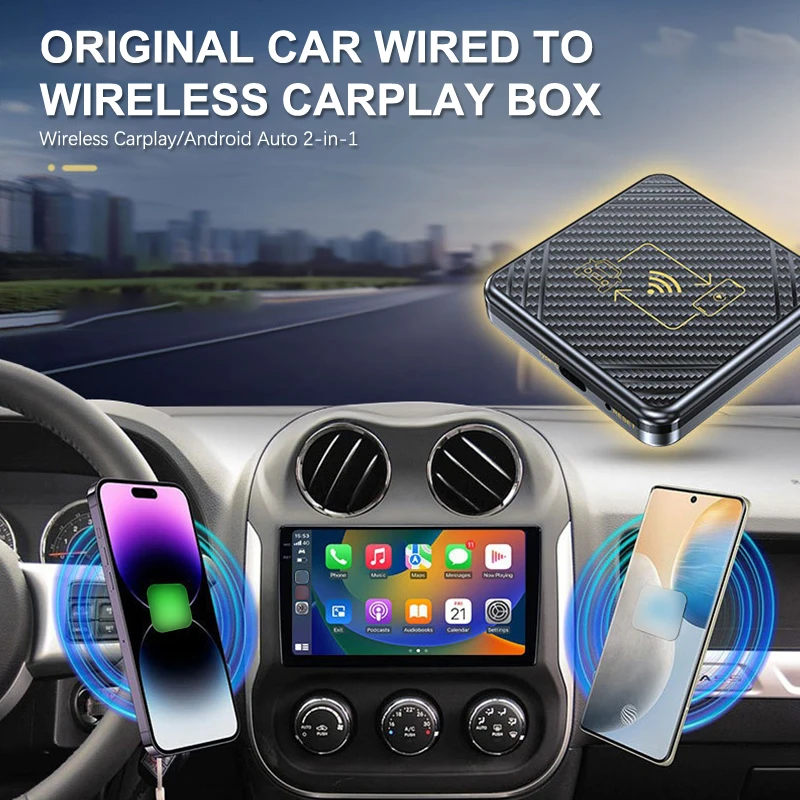 Adaptador CarPlay inalámbrico con cable 2 en 1 Android Auto Smart Dongle Box sistema inteligente de coche para Radio de coche con CarPlay con cable