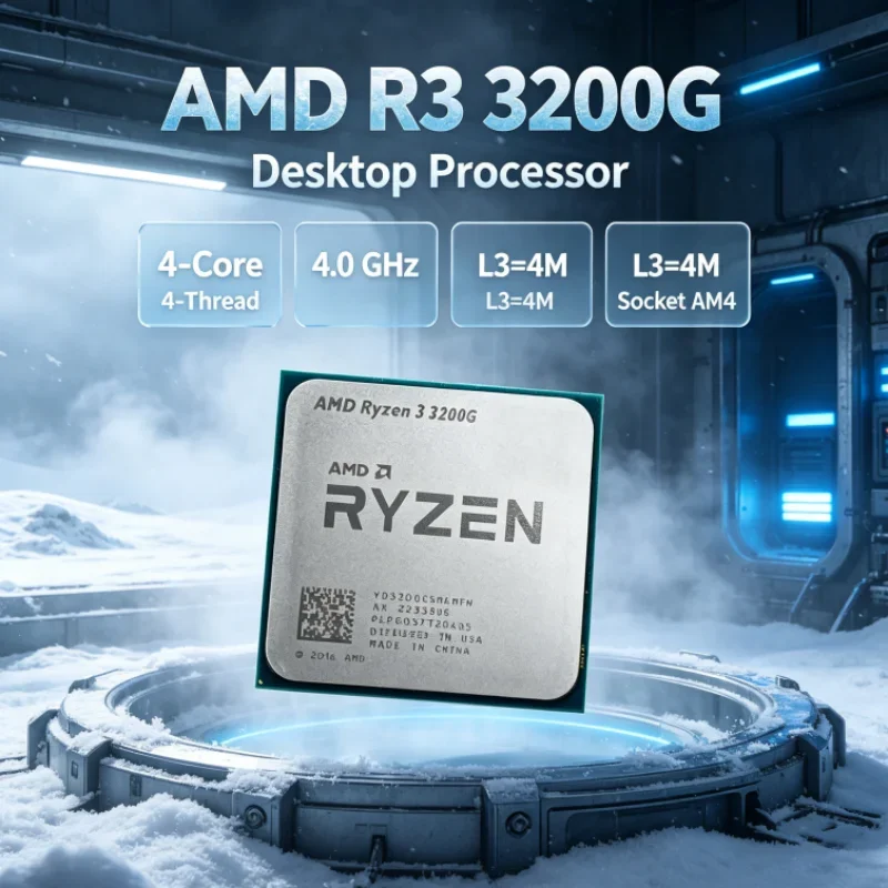 AMD Ryzen 3 3200G DDR4 Socket AM4 65W APU 4-Core 4-Thread L3=4M Processor R3 3200G 4.0 GHz for Office