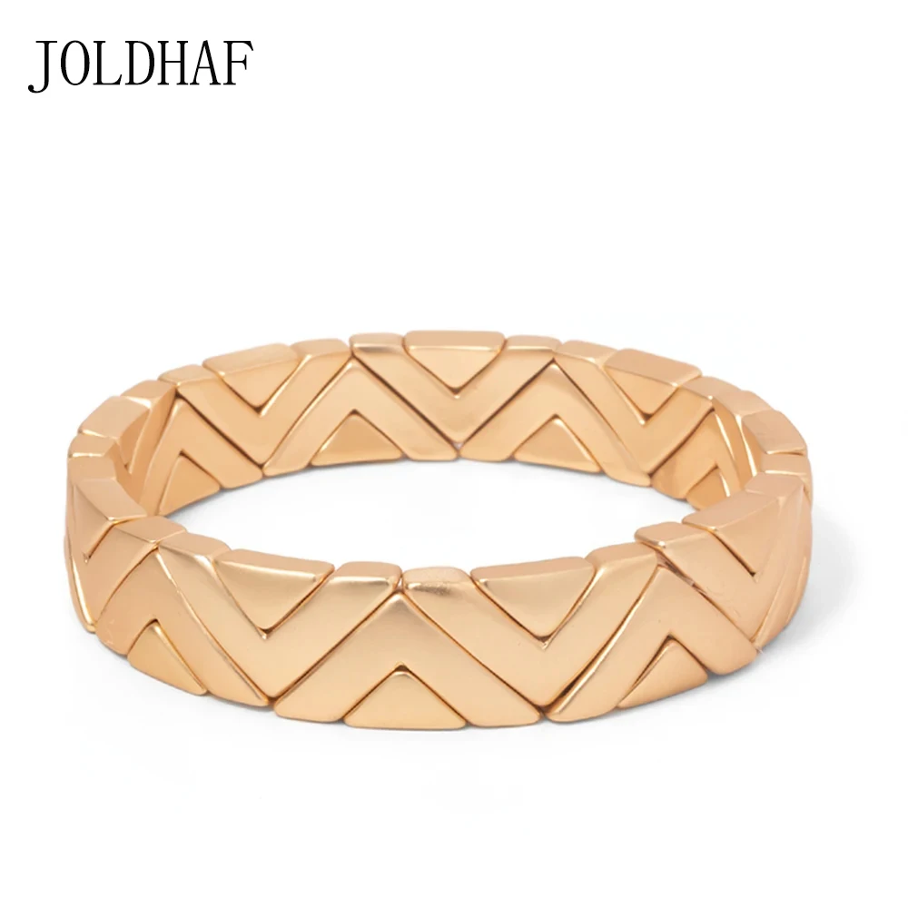 Spring Summer Trendy Gold Color Bangle For Women Colorful V Shape Beads Elastic Bracelets Jewelry Gift