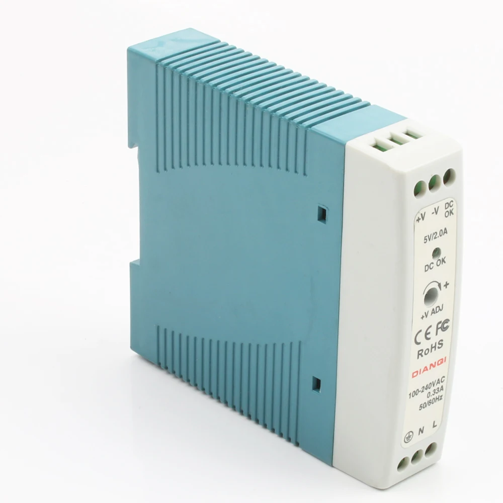 DIANQI MDR-10 12V 5V 15V 24V 36V 48V 10W Din Rail power supply ac-dc driver AC/DC wide constant voltage LED strip 110V 220V