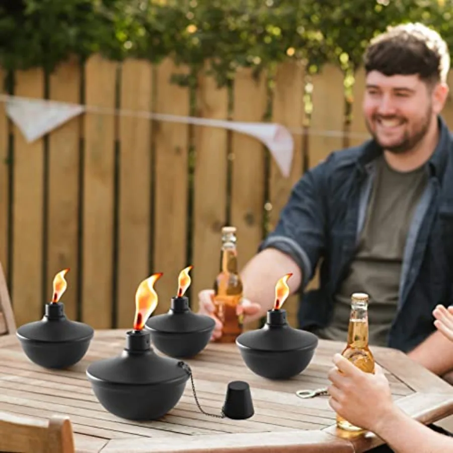 6 Pack Metal Table Top Torches 22oz Citronella Torches for Outside Refillable Flame Light Torch Decorative Tabletop Lantern for