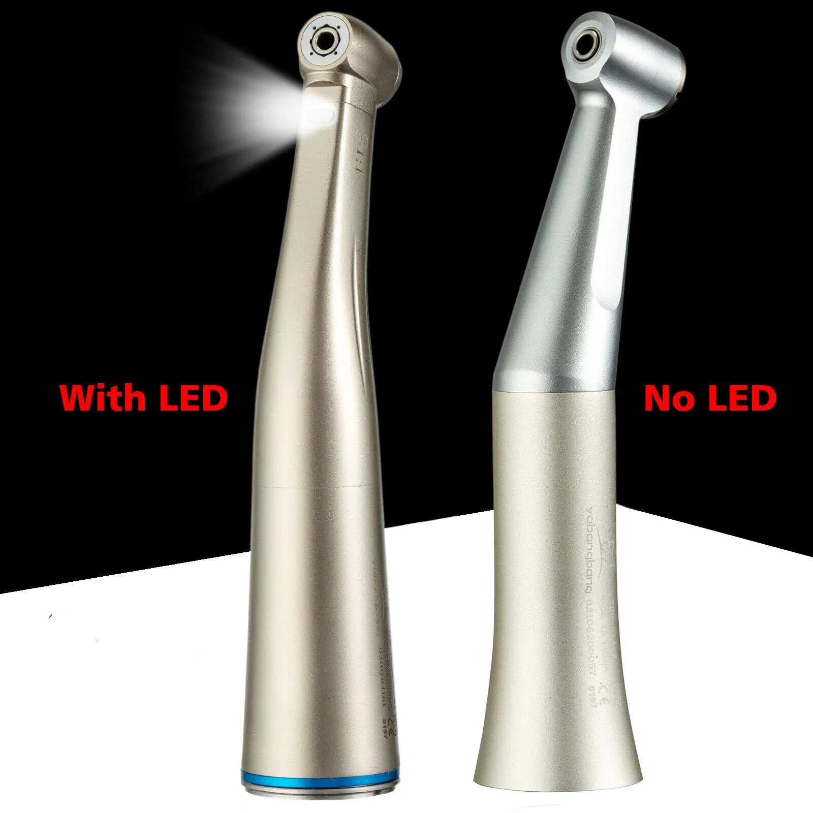 

Dental Fiber Optic LED/No Led Slow low Speed Contra Angle Handpiece Push Button 1:1 Fit NSK Style