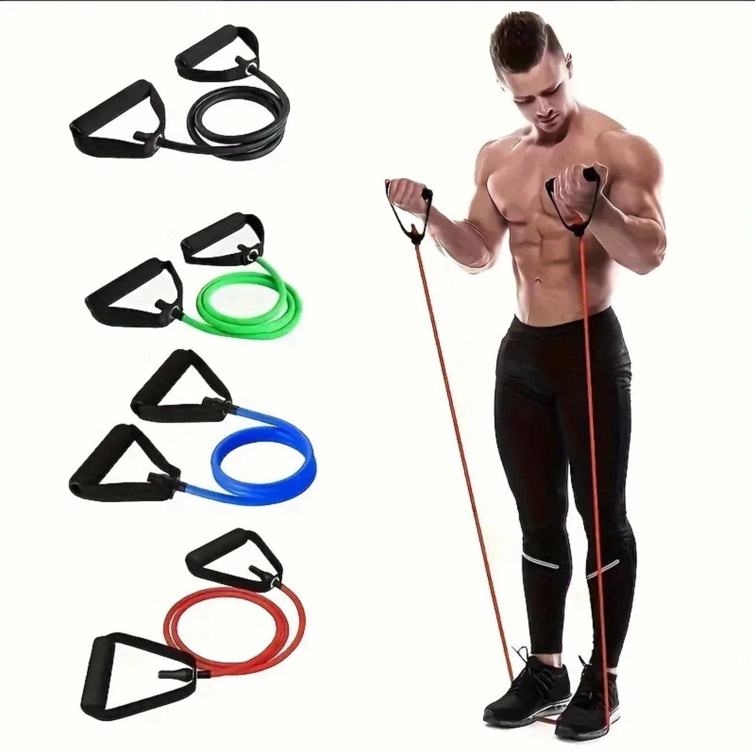 5 Levels Resistance Bands with Handles Men Yoga Pull Rope Elastic Fitness Exercise Tube Band   Workouts Strength Training