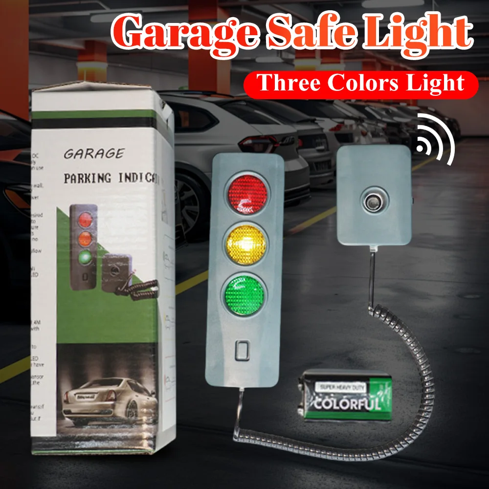 Auto Parking System Anti Collision Distance Stop Aid with Three Colors Light Parking Warning Alarm Adjustable Battery Operated
