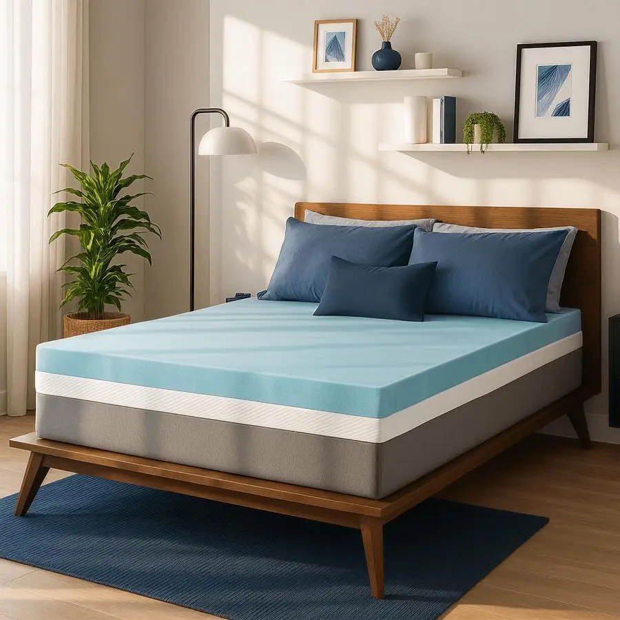 Gel Swirl Memory Foam Mattress Topper 2 Inch, Pressure Relieving, Cooling Comfort Made in The USA amp CertiPURUS Certified Softe