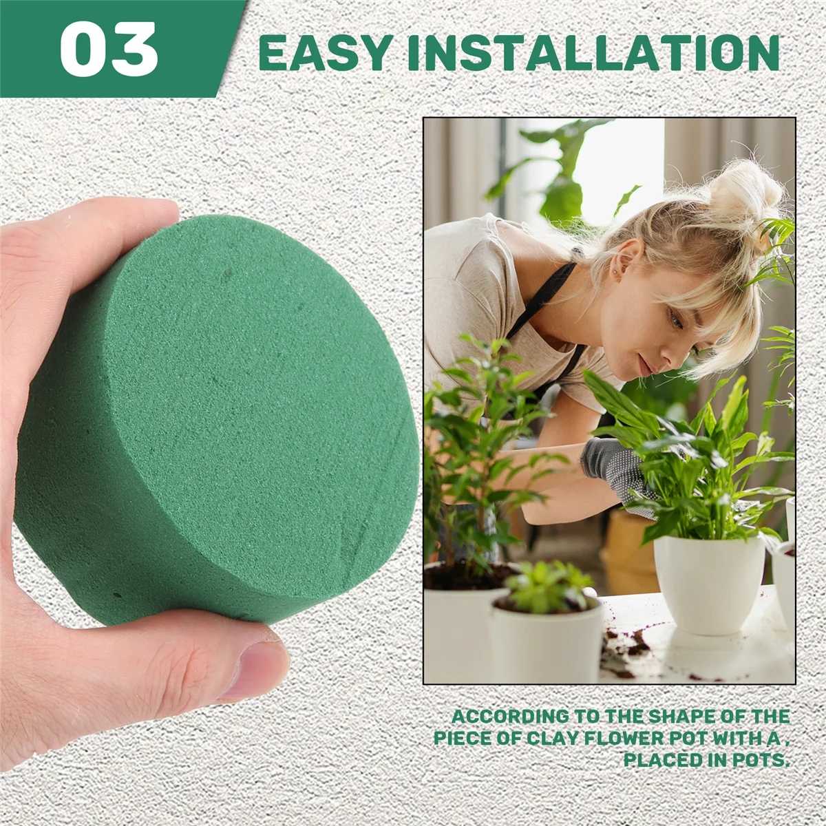 

LLXA 10Pcs Wedding Aisle DIY Craft Floral Arrangement Water-Absorbing Home Garden Green Flower Foam Fresh-Keeping Round Brick