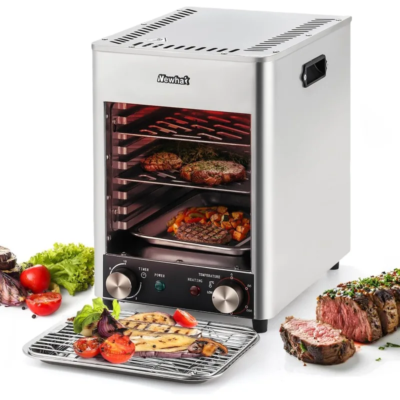 Commercial Steak Broiler 1700W Indoor Electric Steak Grill Automatic Steak Smoker Broiler Time Temperature Adjustable for Bee