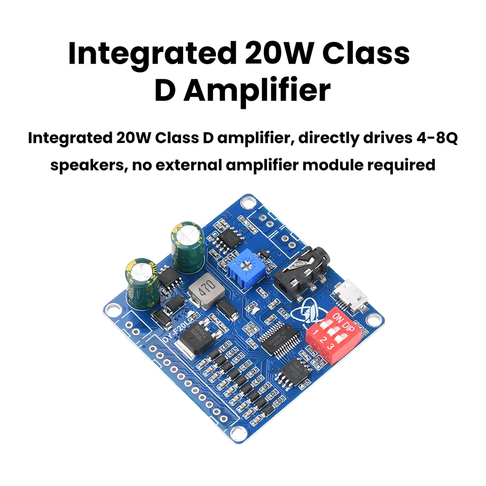 DC 6-35V Voice Playback Module 12V 24V 10W 20W 9 Channel One-To-One Independent Low-Level Trigger Amplifier Board DY-F20L