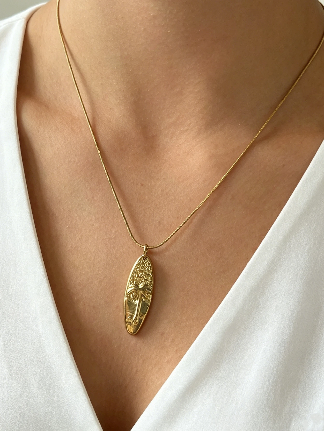 Women Fashion Bohemia Summer Jewelry Beach Palm Tree Necklace Gold Plated Surf Board Pendant Necklace