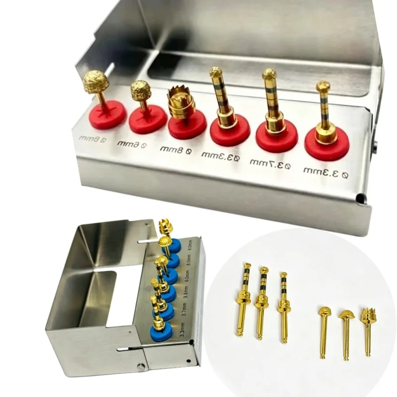 6PCS/Set Dentistry Implant Sinus Lift Implant Kit Membrane Diamond Coated Bur Drills Lateral Approach Reamer Kit Dental Tools