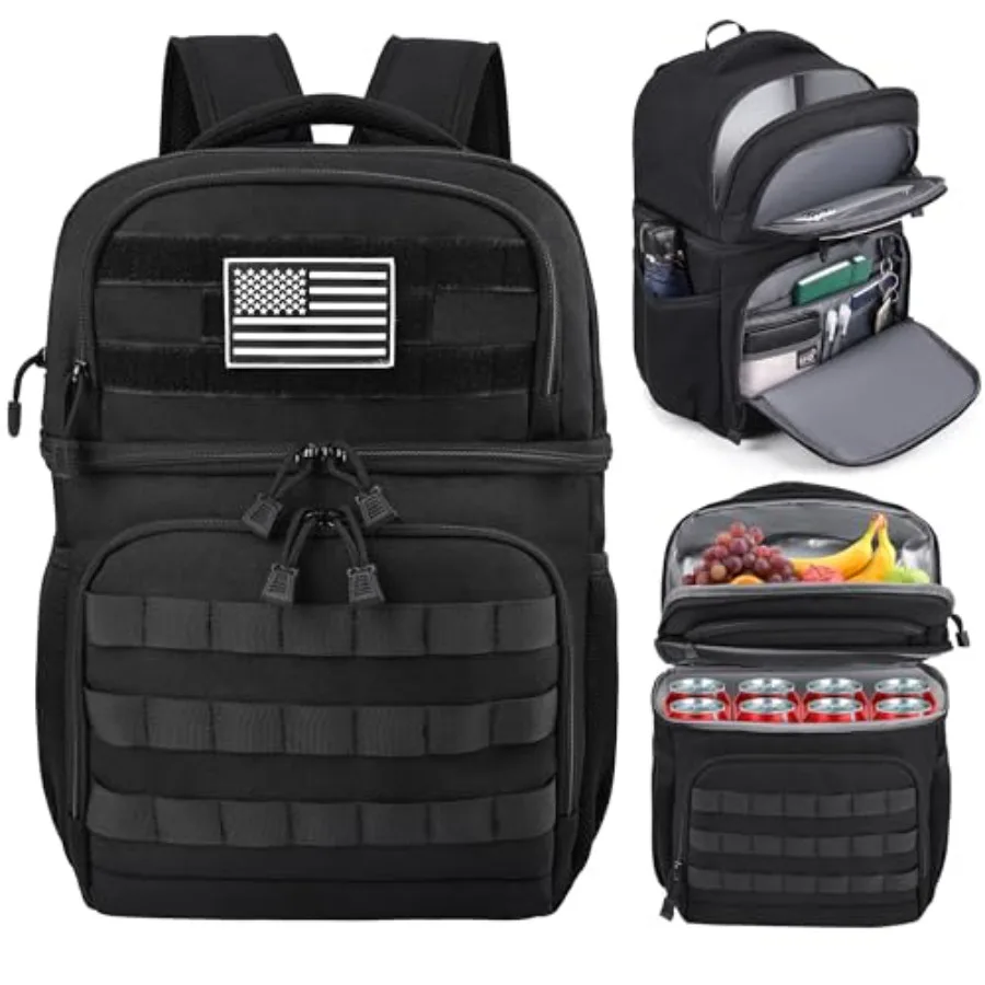 

Lunch Backpack for Men, Tactical Inspired Double Deck Cooler Backpack Insulated Leakproof RFID Lunchbox for Work
