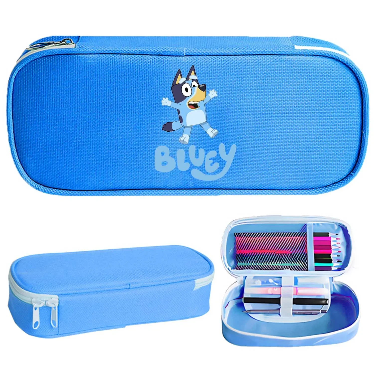 Blueyi Cartoon Pencil Case Anime Cartoon Printed Pen Pouch New Anime Student Large Capacity Stationery Storage Bags Kids Gifts