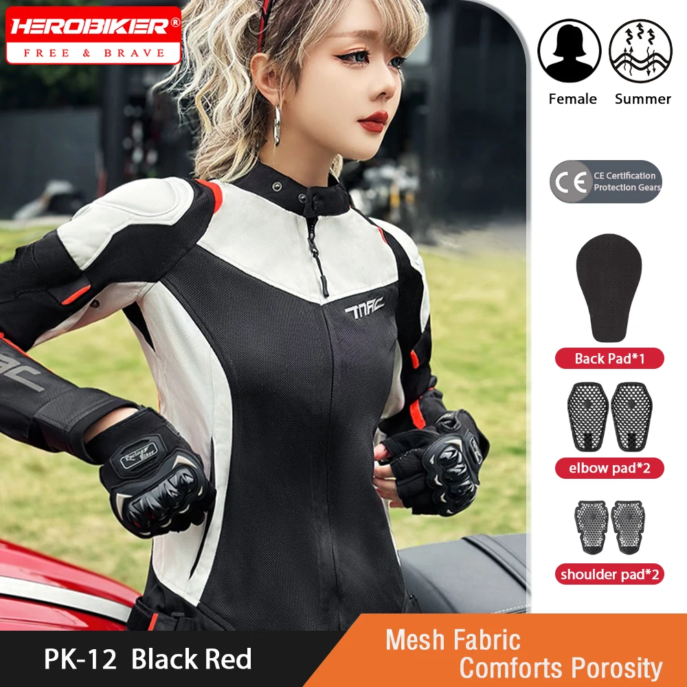 

Women's Motorcycle Jacket Summer Breathable Mesh Motorbike Riding Jacket Lightweight Moto Jacket Coat Chaqueta Moto Female