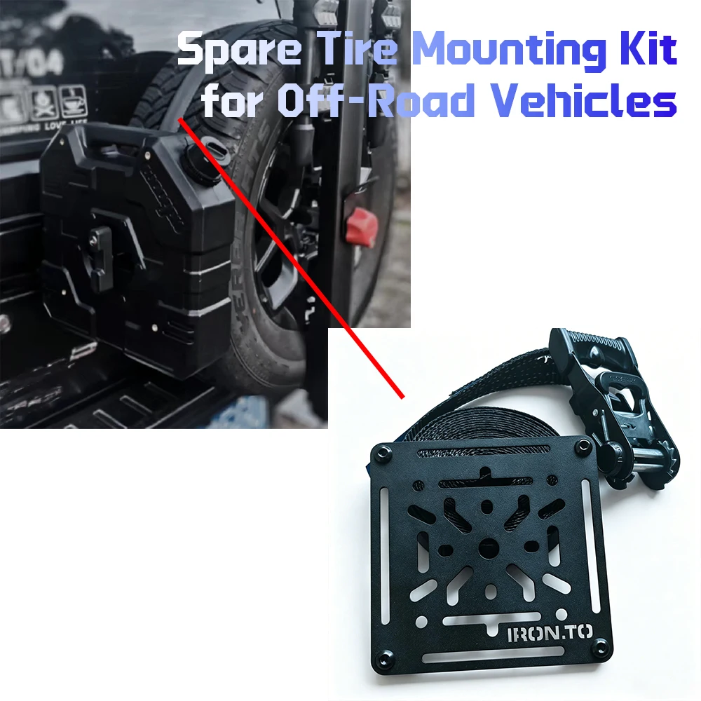 Spare Tire Expansion Kit for Off-road Vehicle, Mount Base + Strap, Universal Tire Bracket for SUV Truck