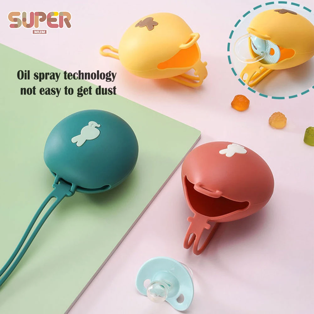 Baby Silicone Pacifier Box Cartoon Soother Container Box For Newborn Handy Pacifier Travel Storage Nipple Holder Teat Attachment