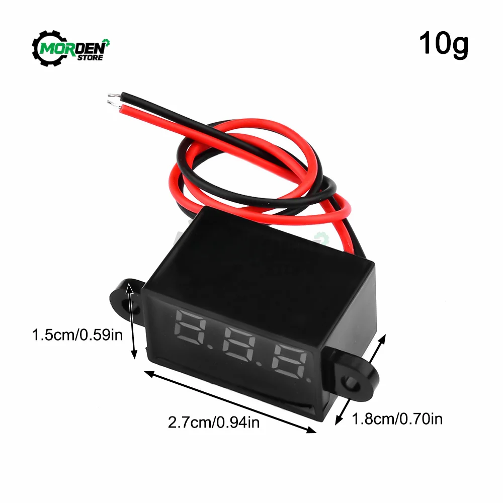 FS028 Waterproof Digital Voltmeter DC3-30V Voltage Tester  0.28-inch LED 3-digit Tube Two-wire Meter for Motor Vehicle