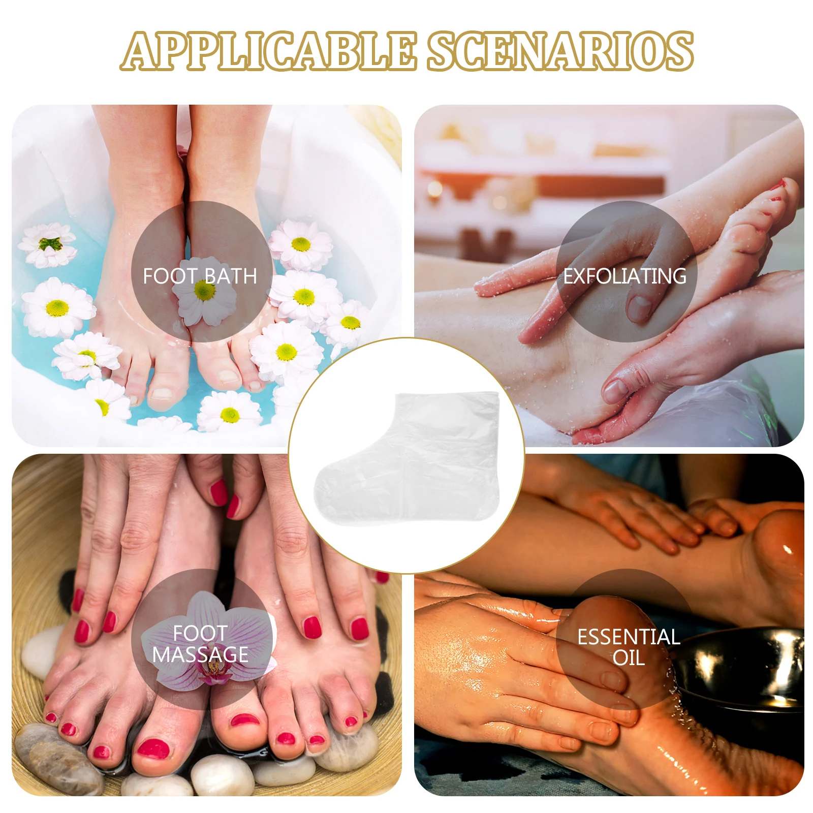 

200pcs Disposable Foot Covers Transparent PE No Odor Pedicure Home Salon Spa Paraffin Treatment Hot Wax Therapy Thin