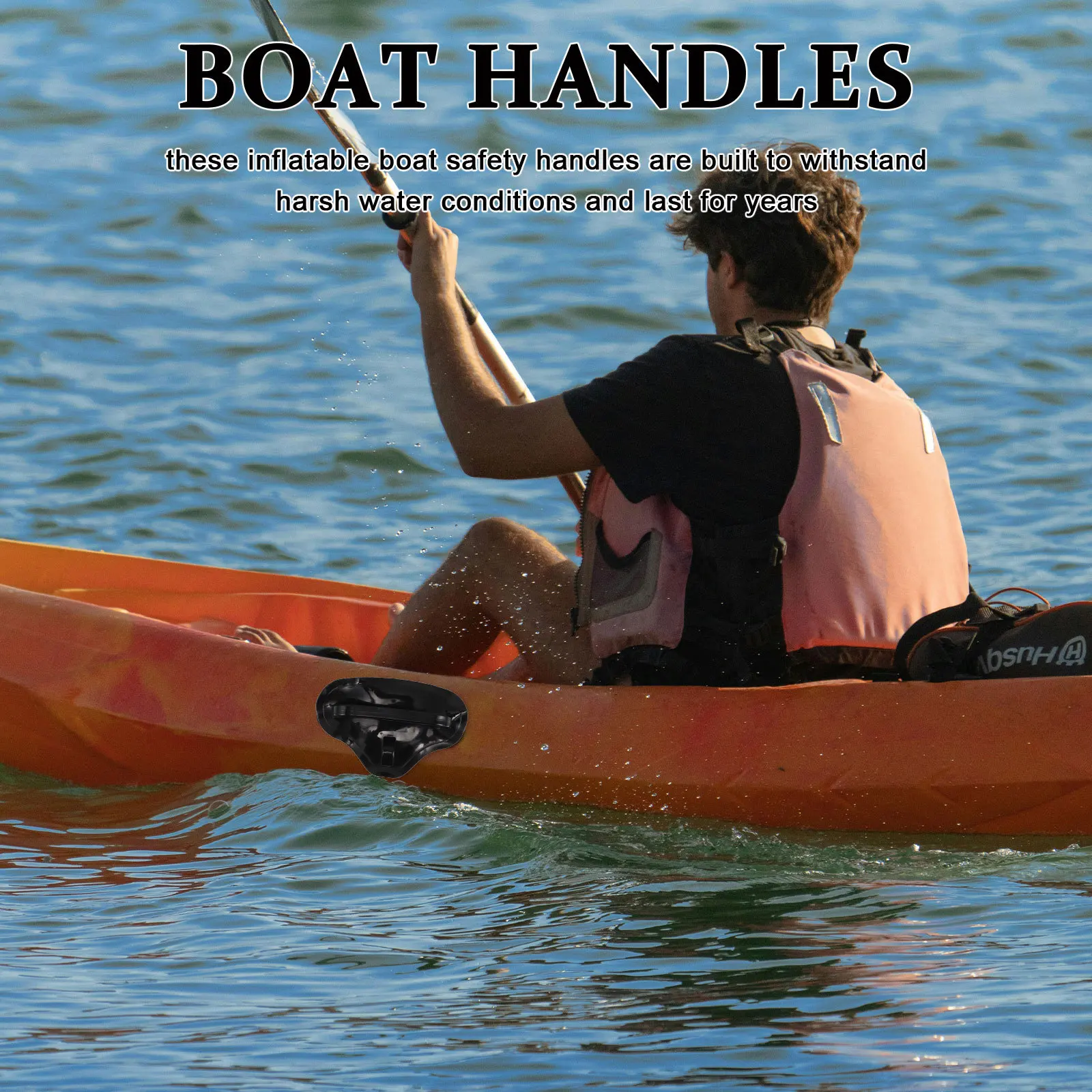 

Black Triangular Marine Handle Durable Waterproof Boat Accessory For Kayak Inflatable Boat Yacht Fishing Pvc Grab Safety