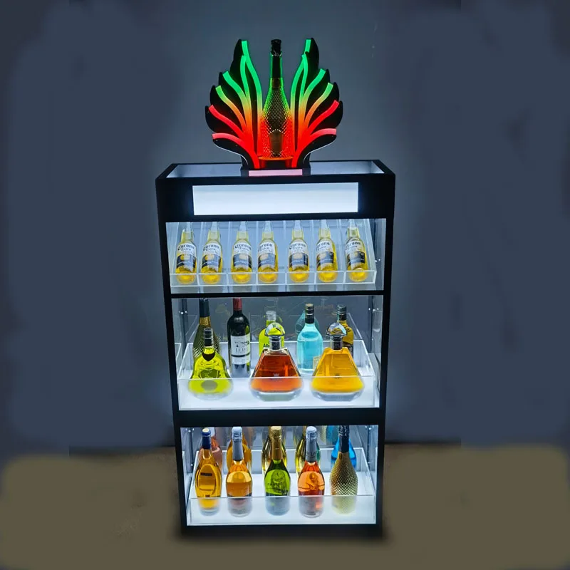 

LED charging bar luminous champagne wine rack beer creative KTV special wine rack multi-layer removable XO wine cabinet