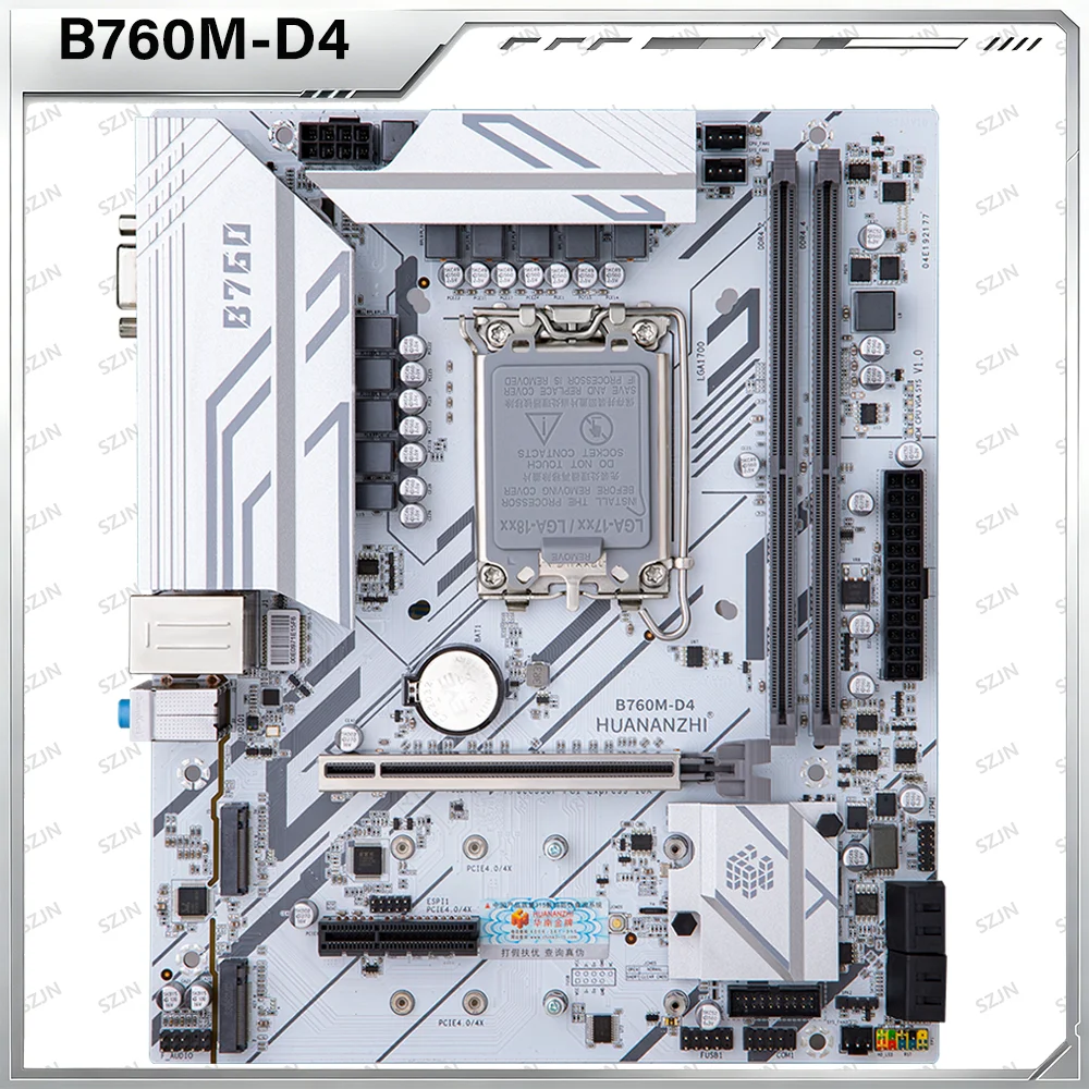 HUANANZHI B760M-VH-A DDR4 Motherboard Kit LGA1700, Compatible Intel Core I3/I5/I7 12/13/14 Gen, M.2 NVME WIFI Gaming Mainboard