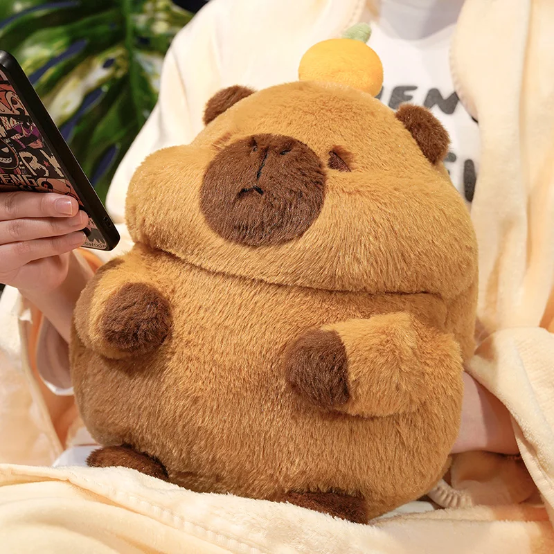 30cm Spaß Capybara Plüsch Nickerchen Kissen rosa braun Capybara Puppe Hand wärmende Decke 3-in-1 warme weiche bequeme gefüllte Baumwolle